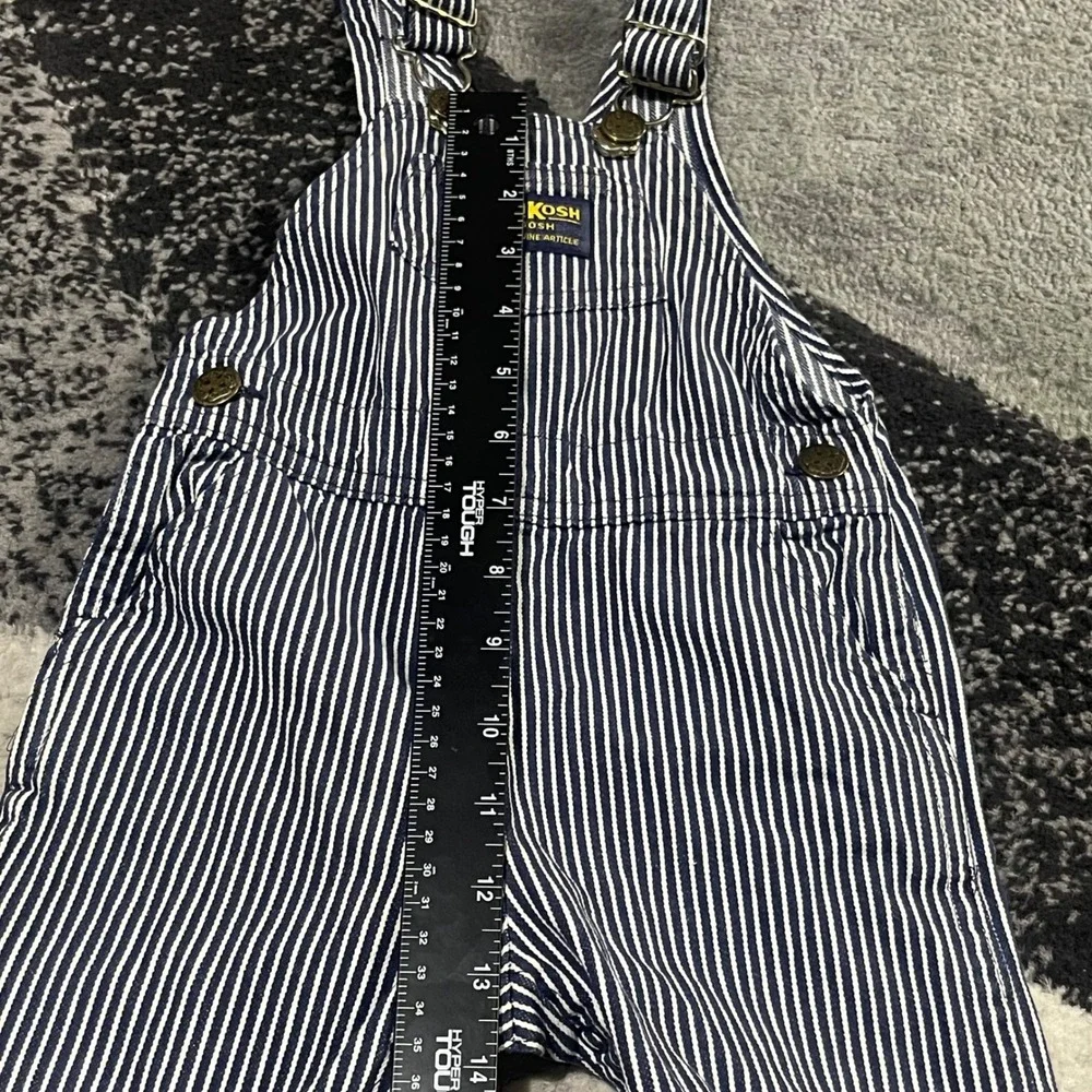 Vintage OshKosh B'gosh Vesbak Overalls Kids 24M Blue Hickory Stripe USA Made